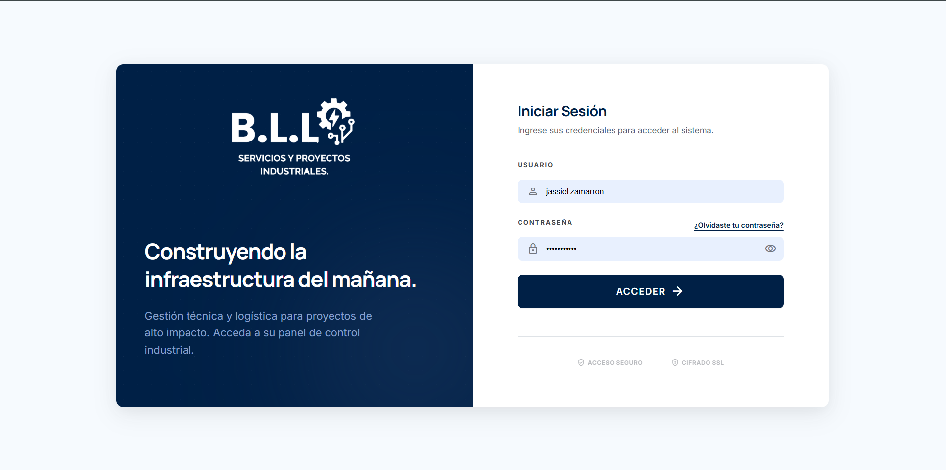 Pantalla de acceso